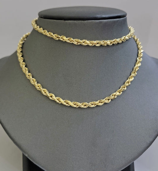 Real 10k Gold Rope Chain Necklace 18 - 30 Inch 3mm to 10mm Diamond Cut 10KT Yellow - Reva Jeweler