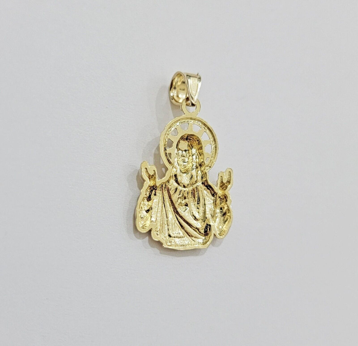 Real 10k gold Rope Chain pendant SET Choose Necklace Length 18 - 28" & Jesus Charm - Reva Jeweler