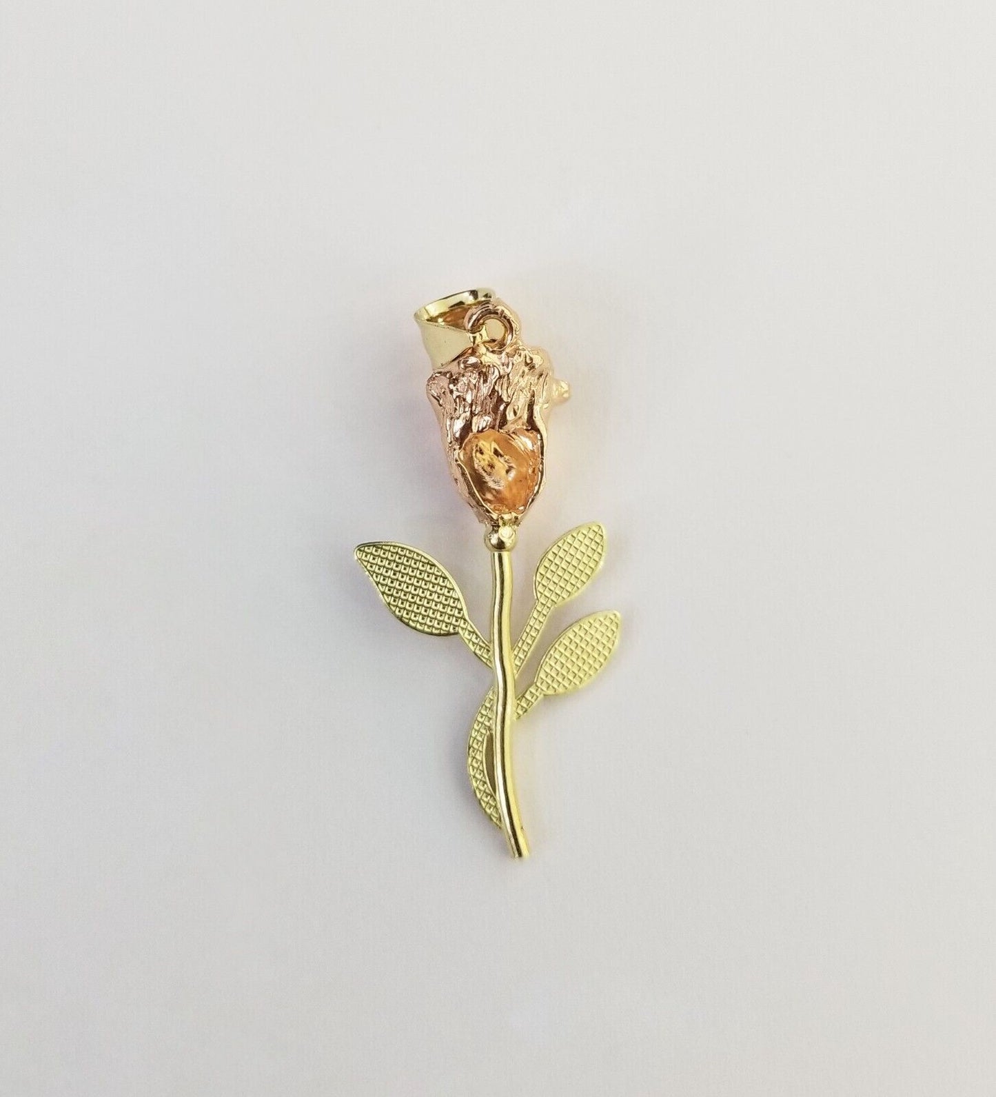 Real 10k Gold Rose Pendant ladies Flower Charm 10kt trio gold Women - Reva Jeweler
