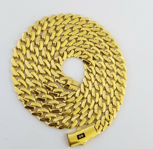 Real 10k Gold Royal Miami Cuban Monaco Link 8mm 22" yellow gold necklace - Reva Jeweler