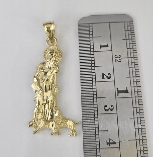 Real 10K Gold Saint Lazaro Charm 10kt yellow Gold Pendent Sheppard Dogs - GoldenlinQ