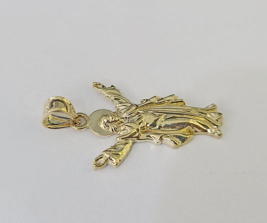 Real 10K Jesus Full Body Pendant Charm Genuine Religious Yellow Gold 1.25" - GoldenlinQ