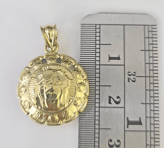 Real 10K Jesus Virgin Mary Pendent Charm Two Sided yellow Gold 1" Guadalupe - GoldenlinQ