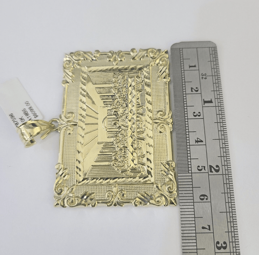 Real 10k Last Supper Pendant Charm Yellow Gold 2.5" Diamond Cut Genuine - GoldenlinQ