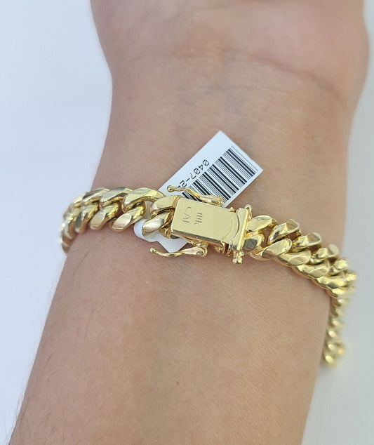 Real 10k Miami Cuban Link Bracelet Gold 8mm 8" Box Lock 10kt Yellow Gold - GoldenlinQ