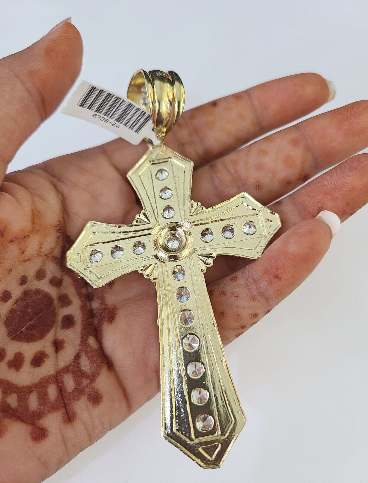 Real 10k Rope Chain Jesus Cross Charm Set 12mm 20" - 30" Inch Necklace Yellow Gold - Reva Jeweler