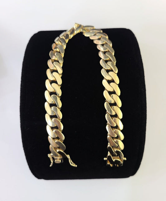 Real 10K Royal Monaco Bracelet Yellow Gold 8" Box Clasp 9mm Genuine - GoldenlinQ