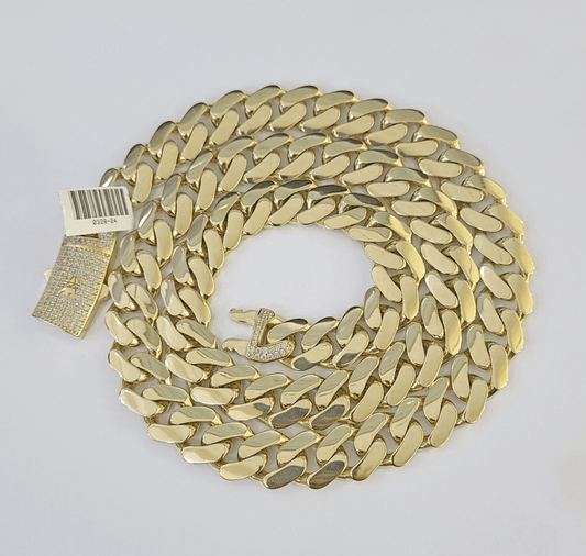 Real 10K Royal Monaco Chain Box Clasp 13mm Gold Necklace 10Kt 26" Genuine - GoldenlinQ