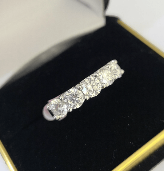 Real 10k White Gold Diamond Ladies Ring Lab Created Women Engagement Wedding - GoldenlinQ