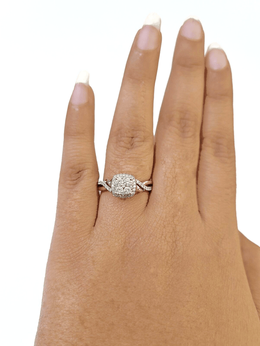 REAL 10k White Gold Diamond Ring 0.75 CT Square Shaped Ladies Engagement Wedding - Reva Jeweler