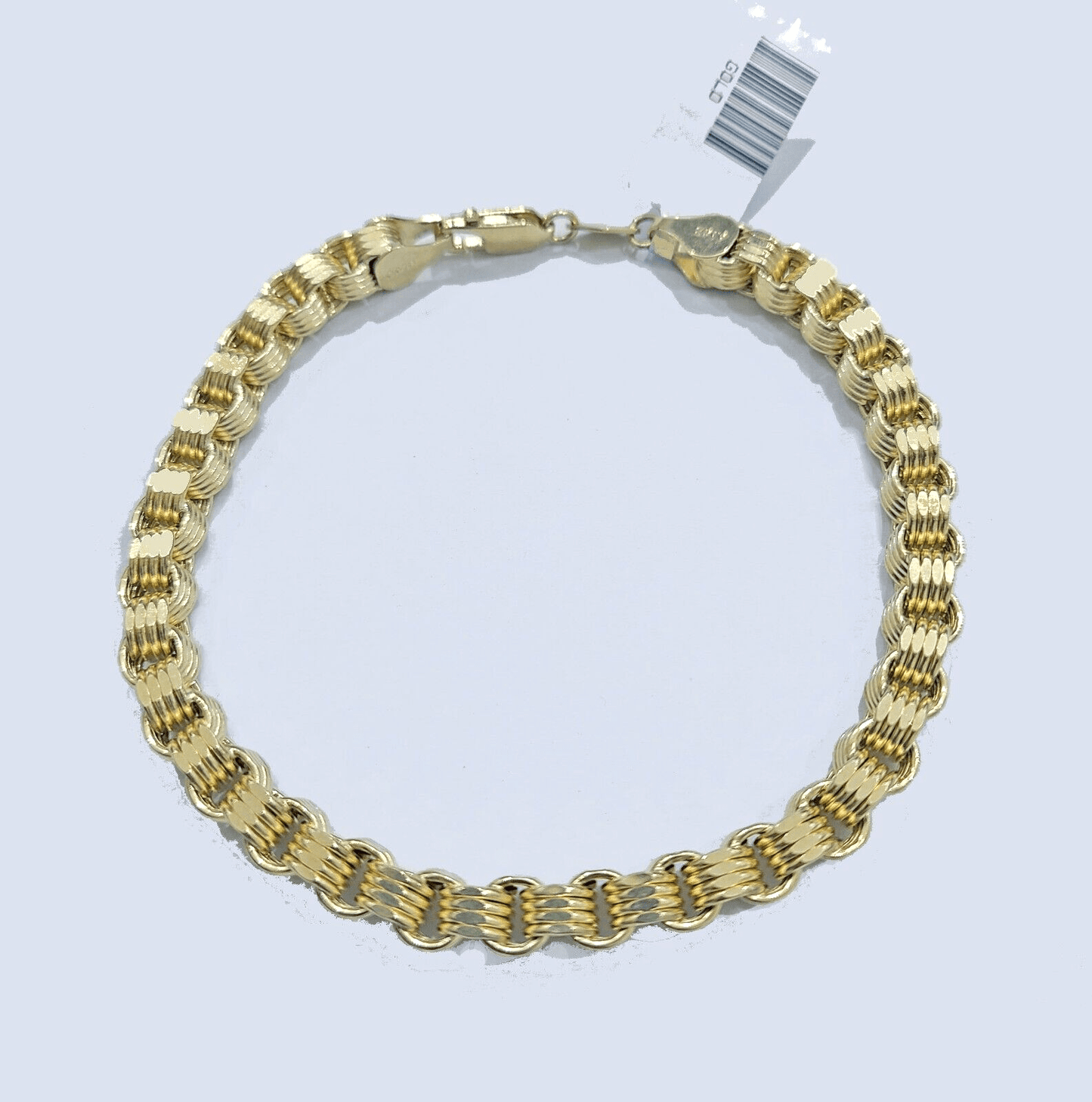 Real 10k Yellow Gold 5mm Box Byzantine Bracelet 8" inch 10kt Unisex Men Women - Reva Jeweler