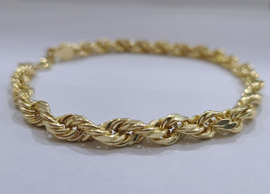Real 10k Yellow Gold 5mm Rope Bracelet 9'' inch 10kt Unisex - Reva Jeweler