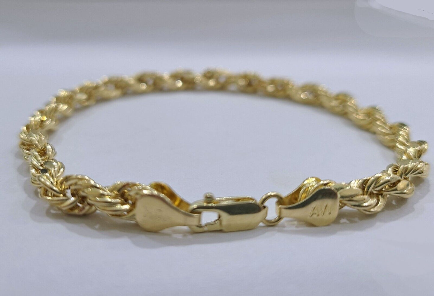 Real 10k Yellow Gold 5mm Rope Bracelet 9'' inch 10kt Unisex - Reva Jeweler