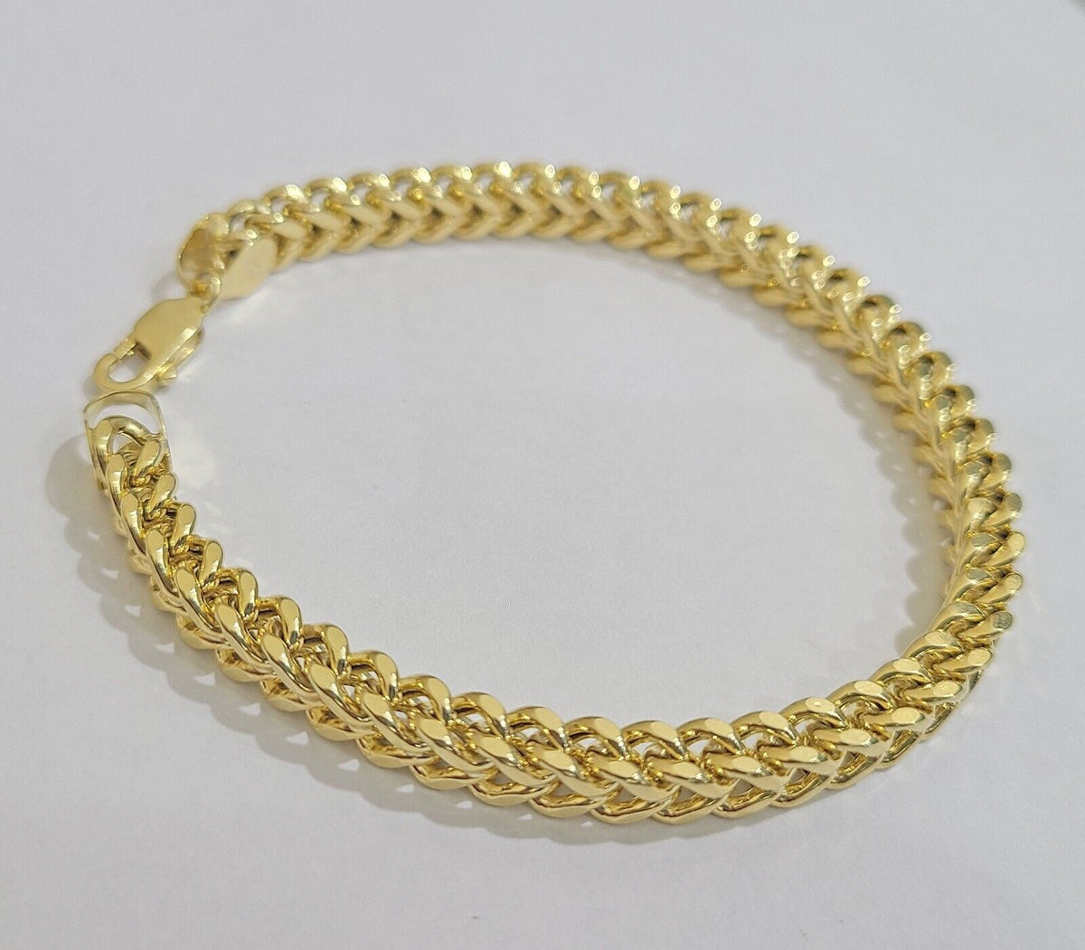 Real 10k Yellow Gold 6mm Franco Bracelet 8.5'' inch 10kt Unisex - Reva Jeweler