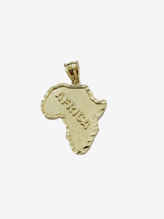Real 10k Yellow Gold Africa Map Charm 1 Inch Pendant 10kt Chain & Necklace SALE - Reva Jeweler