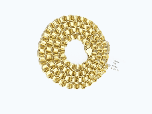 Real 10k Yellow Gold Box Byzantine Necklace 5mm 22" inch Unisex 10kt Chain - GoldenlinQ
