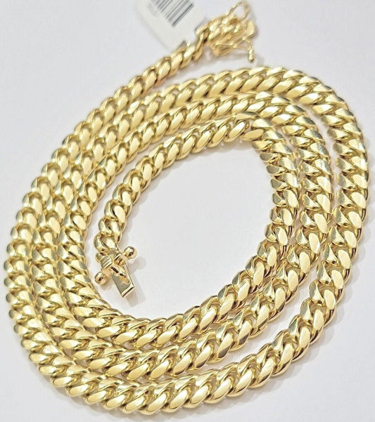 Real 10k Yellow Gold Chain 24 Inch 6mm Miami Cuban Link SOLID 10kt Strong Link - Reva Jeweler