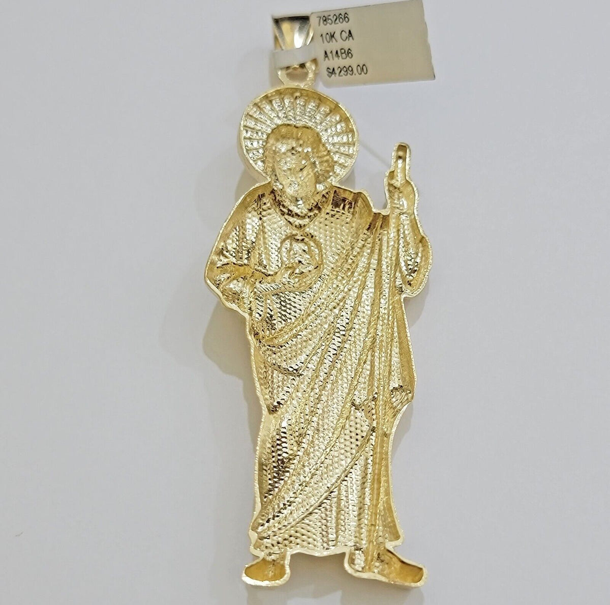 Real 10k Yellow Gold Charm Saint Juda Pendant Men's 5" Inch Jude the Apostle - Reva Jeweler