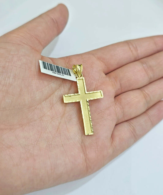 Real 10k Yellow Gold Cross Charm Pendant Men Women 1.75 Inch For Chain - Reva Jeweler