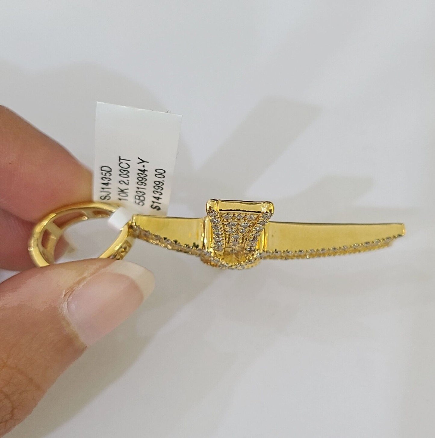 Real 10k Yellow Gold Diamond Cross Charm Men Women Pendant Genuine 2" - Reva Jeweler