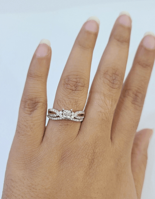 Real 10k Yellow Gold Diamond Ladies Ring SET Women Engagement Wedding - Reva Jeweler