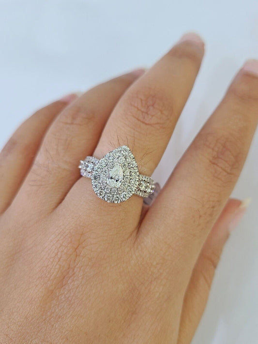 Real 10k Yellow Gold Diamond Ladies Ring Women Engagement Wedding Genuine - Reva Jeweler