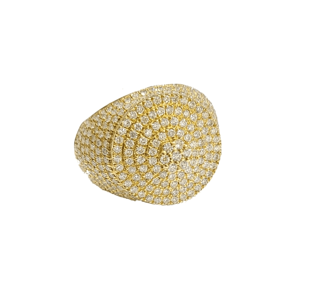 Real 10k Yellow Gold Diamond Lollipop Ring Genuine 3.26CT Diamonds 10kt Size 10 - Reva Jeweler