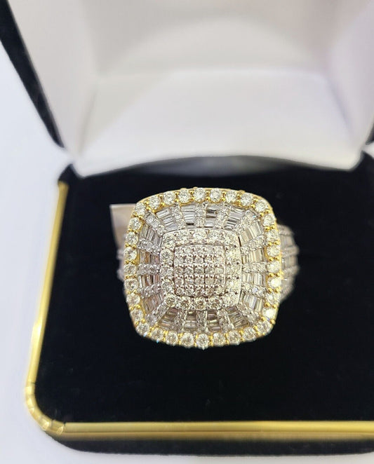 Real 10k Yellow Gold Diamond Mens Ring Band Wedding Genuine Natural - Reva Jeweler