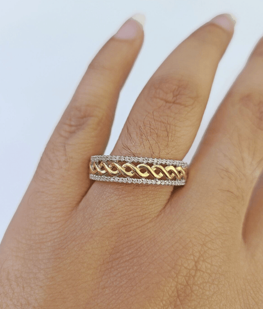 Real 10k Yellow Gold Diamond Mens Ring Band Wedding Genuine Natural - Reva Jeweler