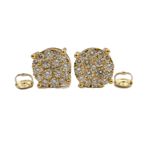 Real 10k Yellow Gold Earring Stud Diamond 3CT Round Design Men Women Screw Back - Reva Jeweler