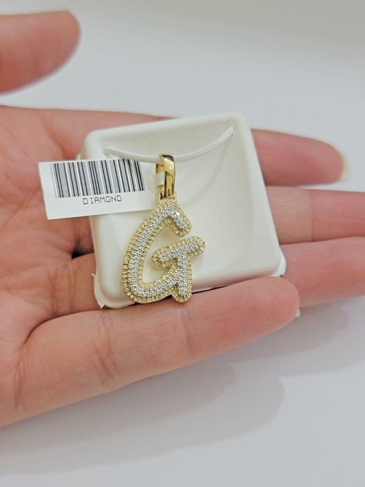 Real 10k Yellow Gold G Charm Pendant Letter Initial With Diamonds For Mens - Reva Jeweler