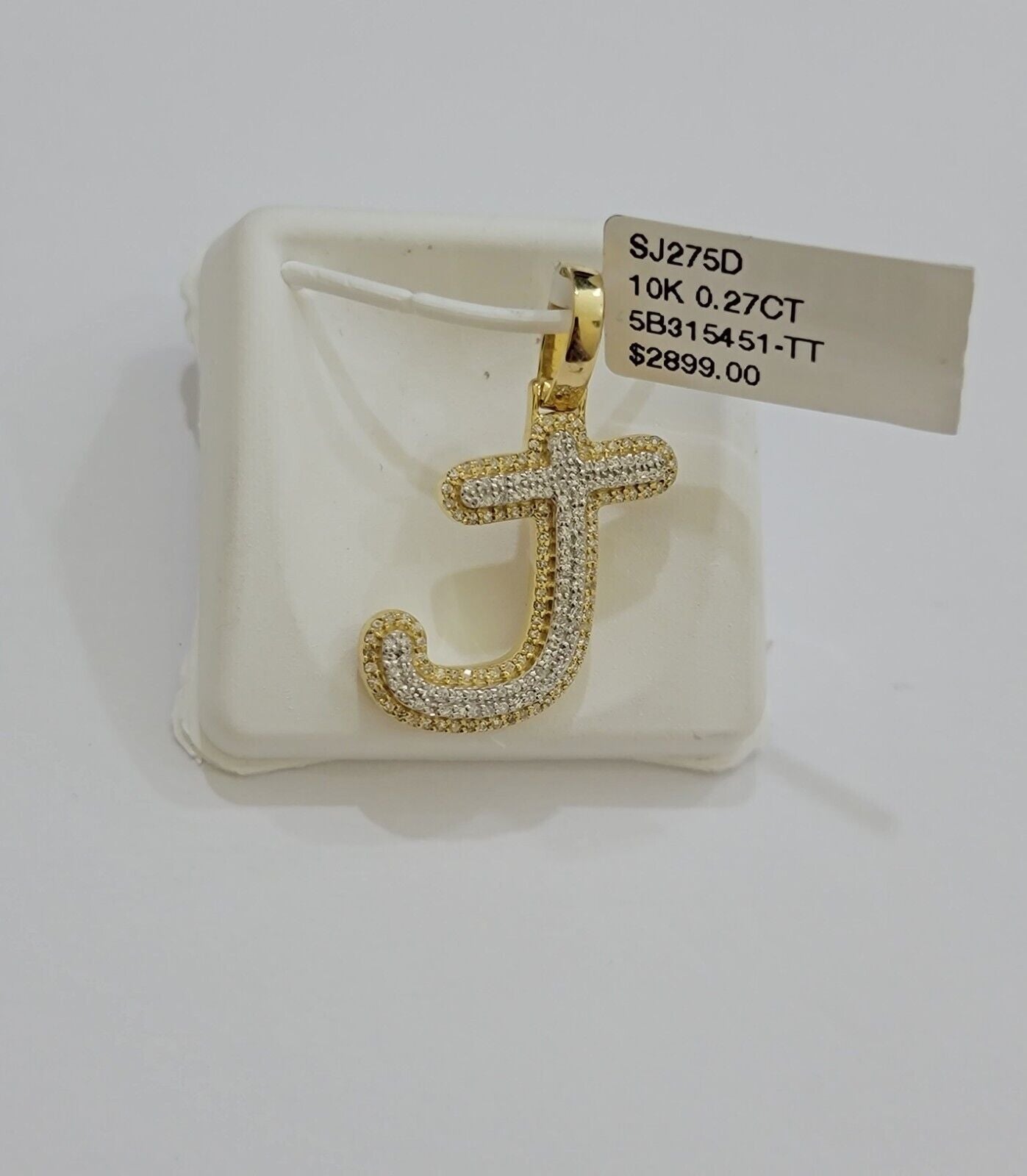 Real 10k Yellow Gold J Charm Pendant Letter Initial With Diamonds For Mens - Reva Jeweler