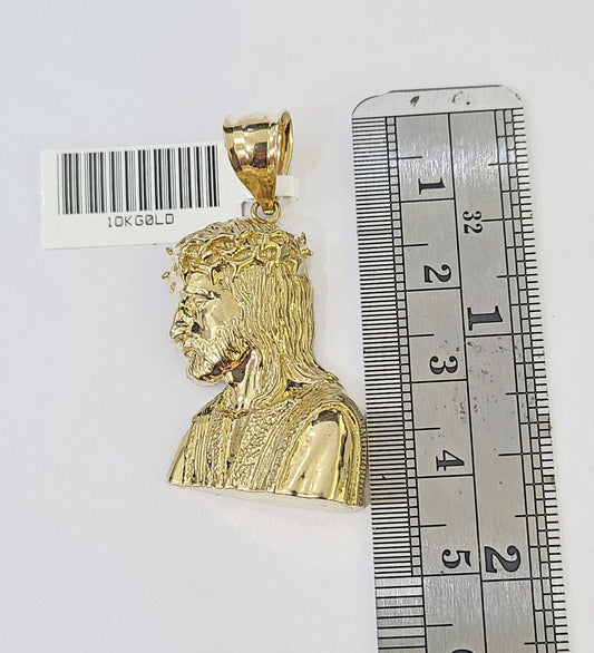Real 10K Yellow Gold Jesus Head Pendant Charm Genuine 2" - Reva Jeweler