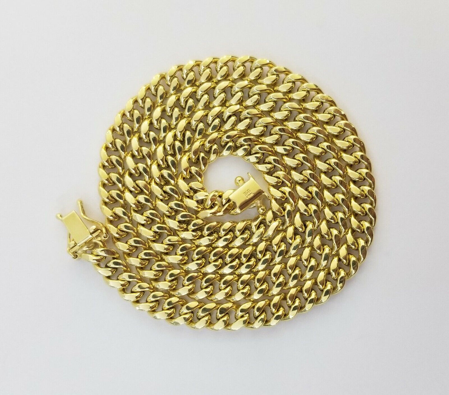 Real 10k Yellow Gold Men Ankh Cross Charm 20" Inch 6mm Miami Cuban Chain - Reva Jeweler