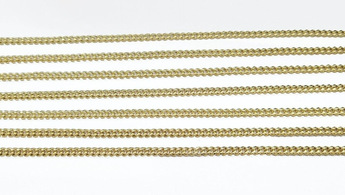 Real 10K Yellow Gold Miami Cuban Chain 3mm Necklace 18 - 30'' Inches Lobster 10kt - Reva Jeweler