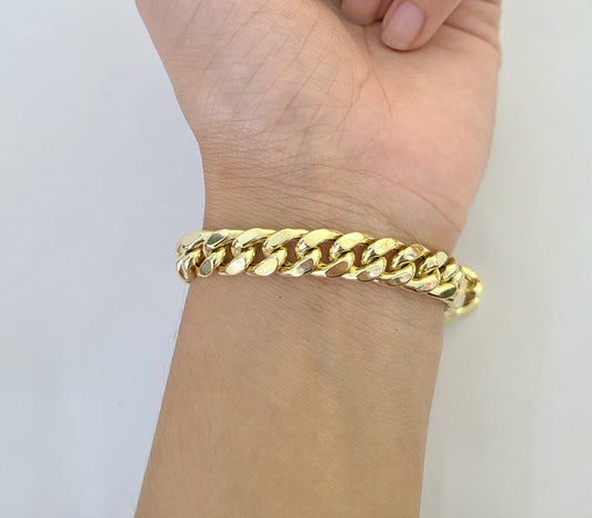 Real 10k Yellow Gold Miami Cuban Link Bracelet 9 Inch 8mm Box Lock Clasp Link - Reva Jeweler