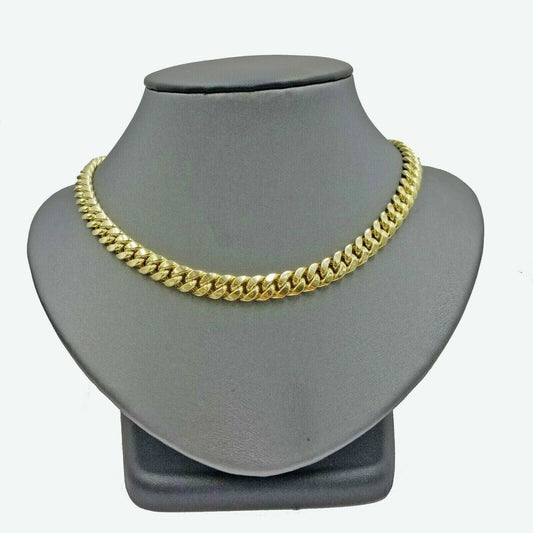 Real 10K Yellow Gold Miami Cuban Link Chain 8mm 22" Box Lock Necklace Men Women - Reva Jeweler