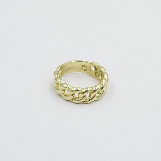 REAL 10K Yellow Gold Miami Cuban Ring Band Style Sizable Rings Men Women Pinky - Reva Jeweler