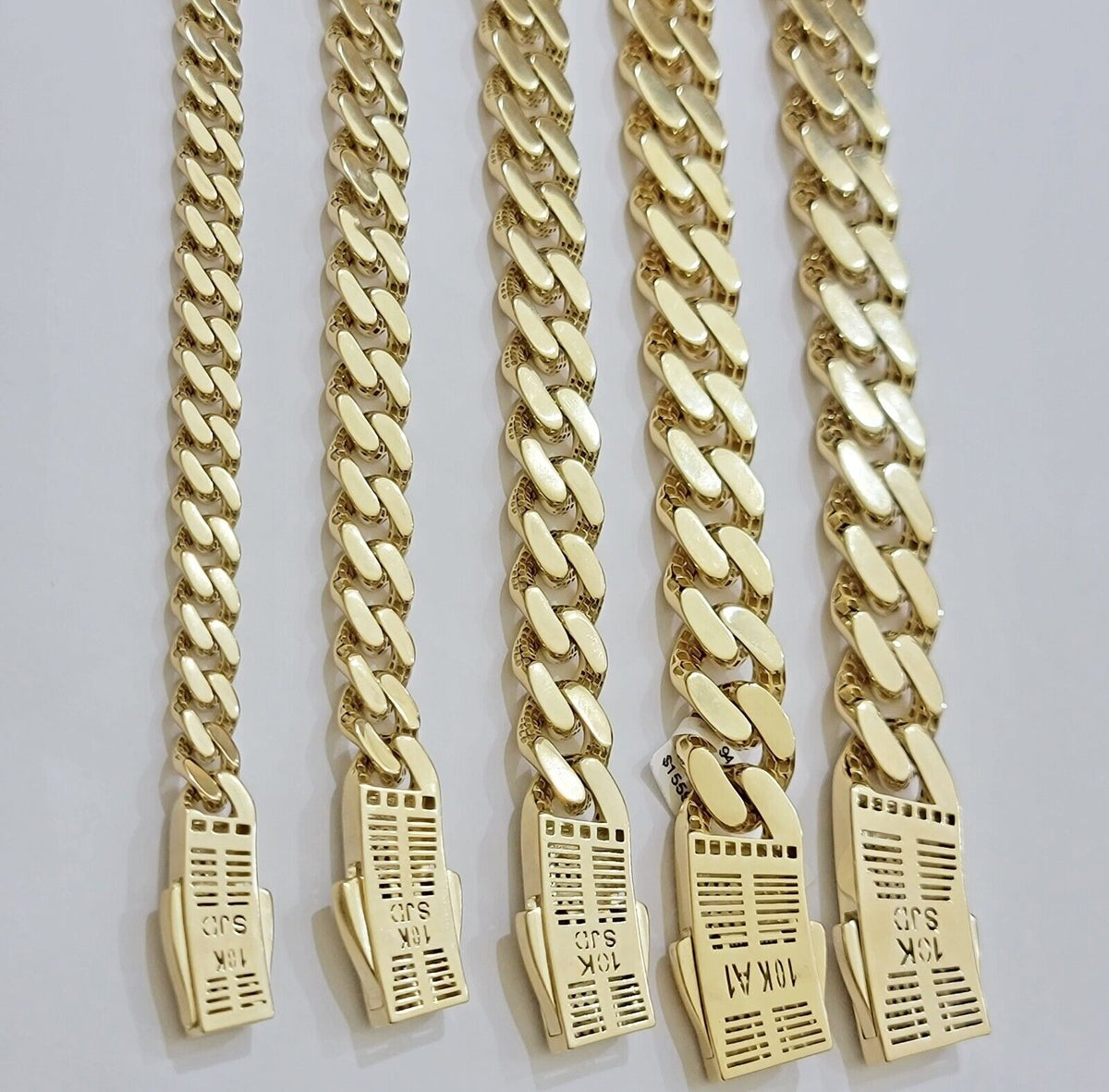 Real 10k Yellow Gold Necklace Link Chain Royal Cuban 7mm - 15mm 20 22 24 26 Inch - Reva Jeweler