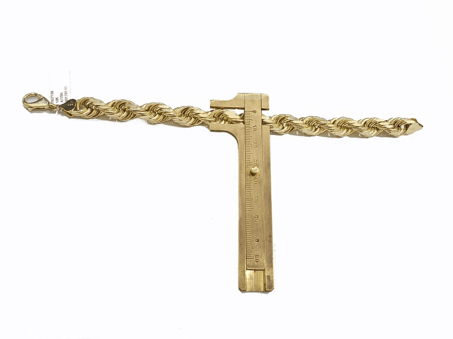 Real 10K Yellow Gold Rope Bracelet 10mm 8 Inch Lobster Lock For mens On Sale - GoldenlinQ