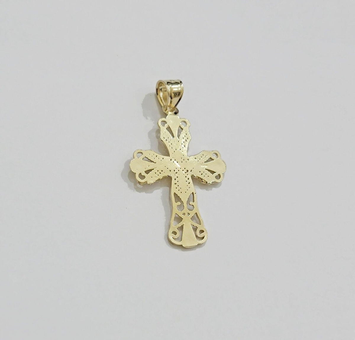 Real 10k Yellow Gold Rope Chain Cross Charm Pendant SET 3mm Necklace 18 - 28 Inch - Reva Jeweler
