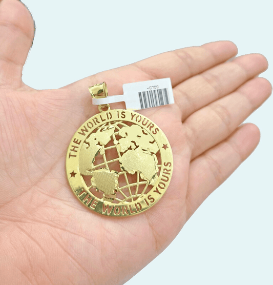 Real 10k Yellow Gold The World is yours Charm Pendant 10kt for Chain - GoldenlinQ