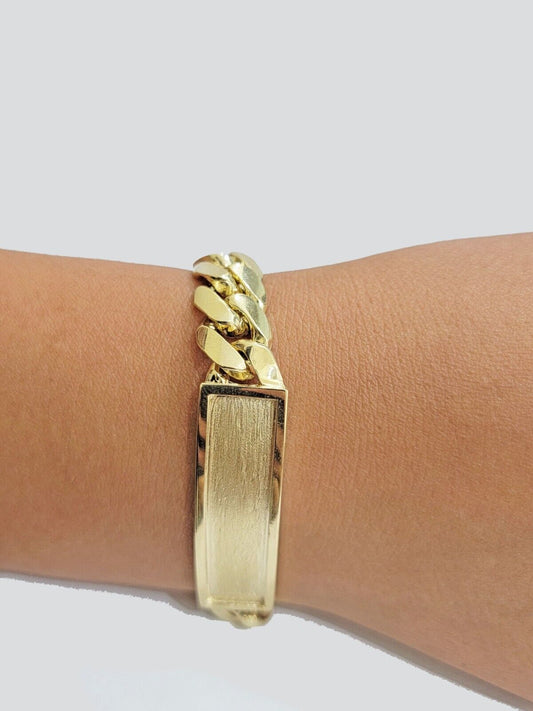 Real 10kt Yellow Gold Solid Miami Cuban Link Bracelet Men's 8.5'' 11mm Box Lock - GoldenlinQ