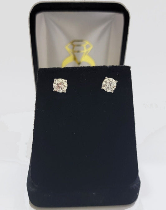 REAL 14k gold 1CT diamond Stud Lab Created VS solitaire earring With CERTIFICATE - Reva Jeweler