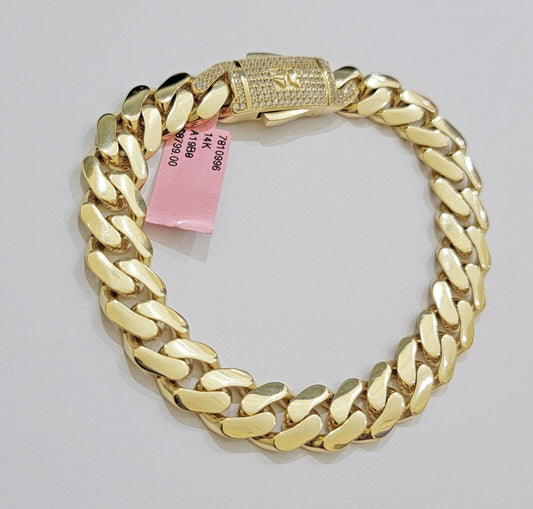 Real 14k Gold Bracelet 11mm Miami Cuban Link 7.5 inch Men Women 14kt Yellow Gold - Reva Jeweler