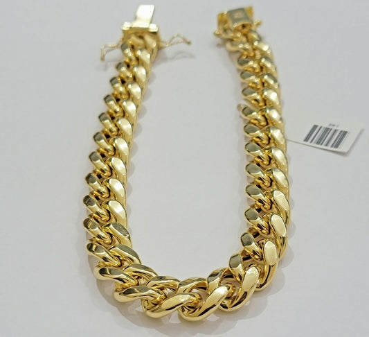 Real 14k Gold Bracelet 11mm Miami Cuban Link 8" Inch Box Clasp, Men 14kt ,STRONG - Reva Jeweler