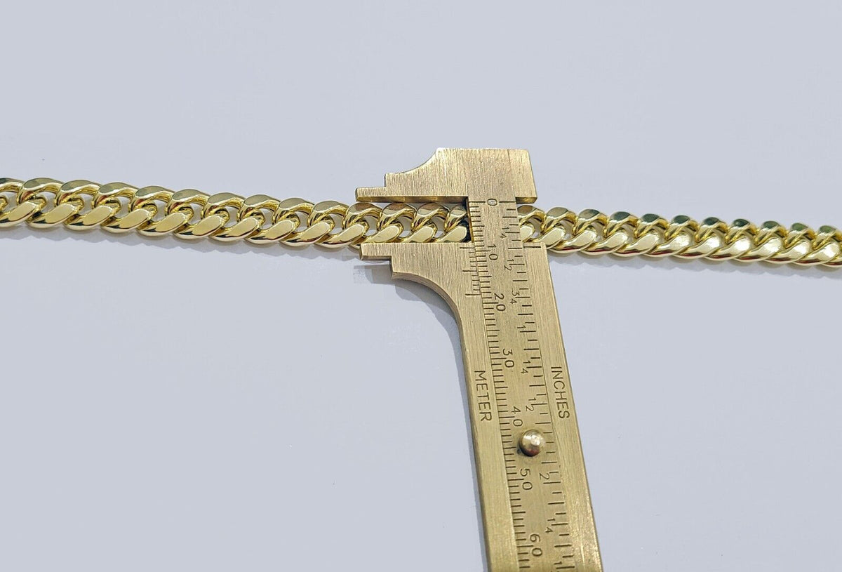 Real 14k Gold Bracelet 9mm Miami Cuban Link 7.5'' inch Men's 14kt Yellow Gold - Reva Jeweler