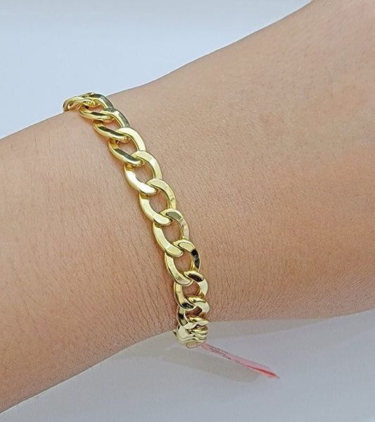 Real 14k Gold Bracelet Cuban Curb Link 8 Inch 8mm Men's Genuine 14kt Yellow Gold - Reva Jeweler