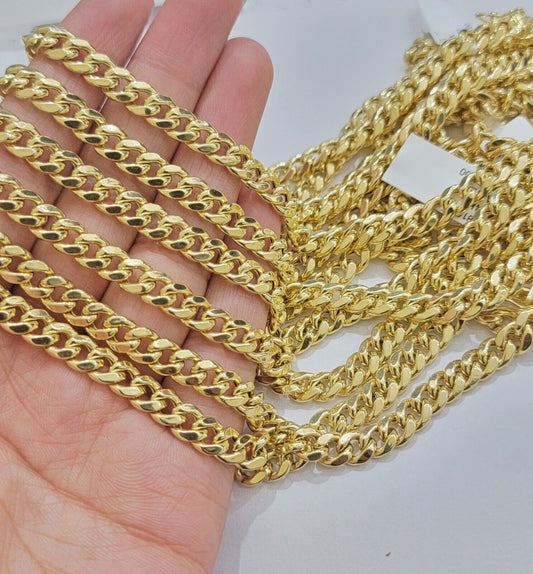 Real 14k Gold Necklace Miami Cuban Link chain 6mm 18" - 28" Strong, 14kt Yellow - Reva Jeweler