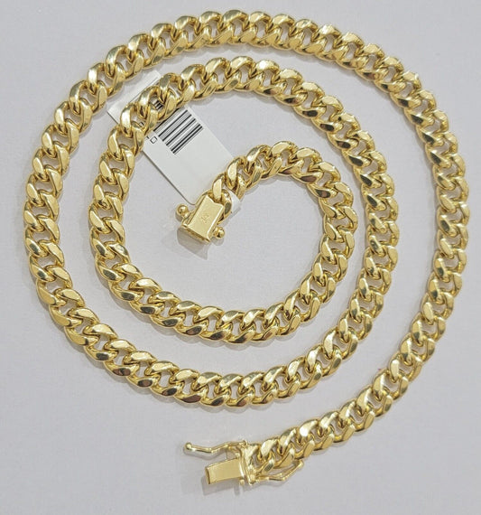 Real 14k Gold Necklace Miami Cuban Link chain 6mm 18" - 28" Strong, 14kt Yellow - Reva Jeweler